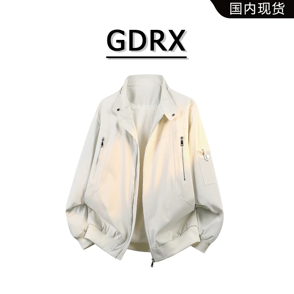 GDRX拼接棉衣夹克男款秋冬季加绒加厚款宽松百搭棉服外套轻奢男装