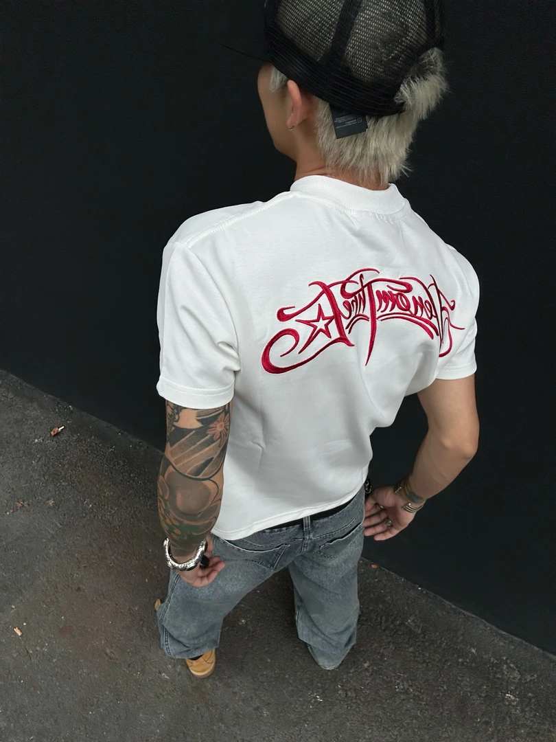 SKATEPARK 260g有氧空气层撞色红丝线刺绣基础正肩收领口凉感t