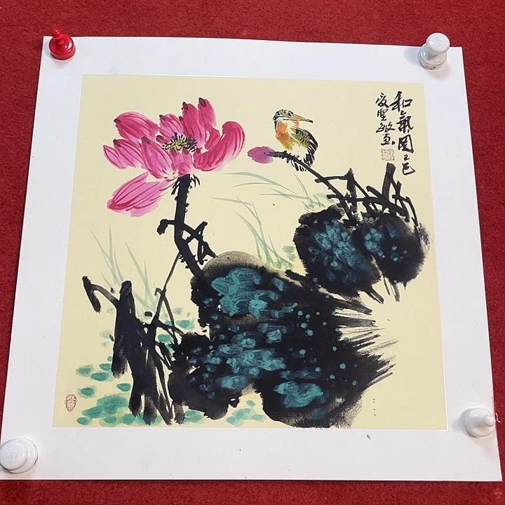 国画张圣敏老师现场绘画和气图