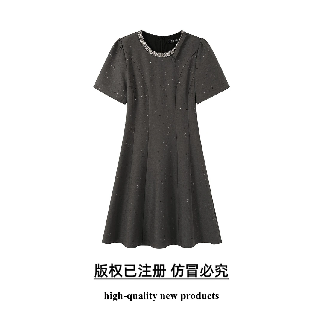 奢姿大码女装2025夏季法式轻奢俏皮连衣裙胖妹妹织带设计时尚裙子