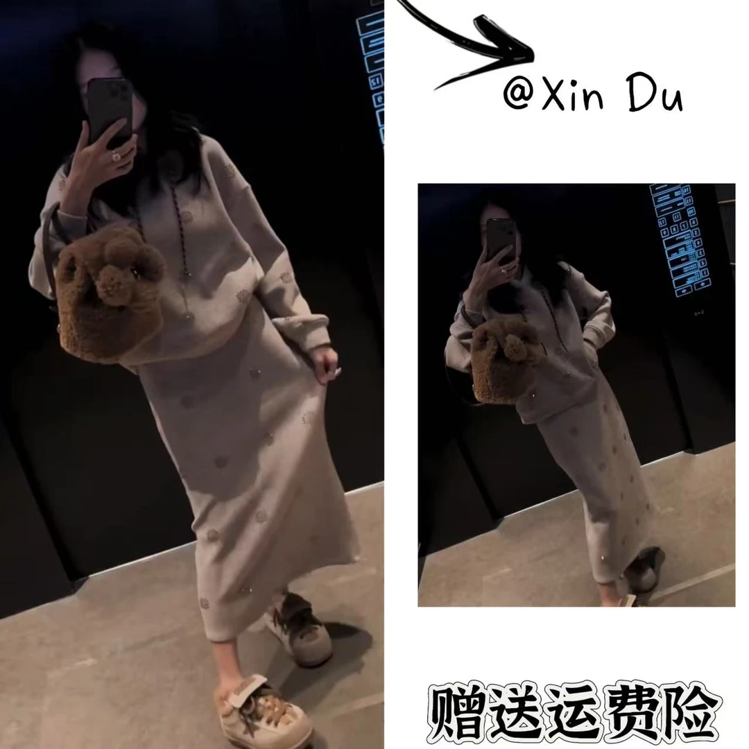 2025秋冬季新款时尚显瘦气质女士网红洋气两件套百搭款D25306