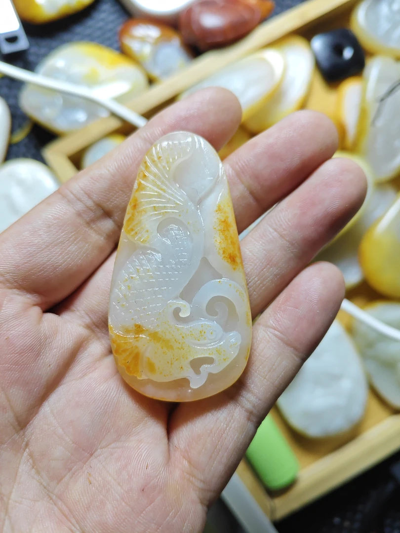 和田玉精品挂件龙鱼/鱼跃龙门