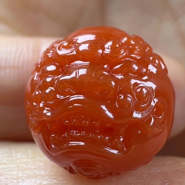 南红玛瑙未镶嵌狮子珠