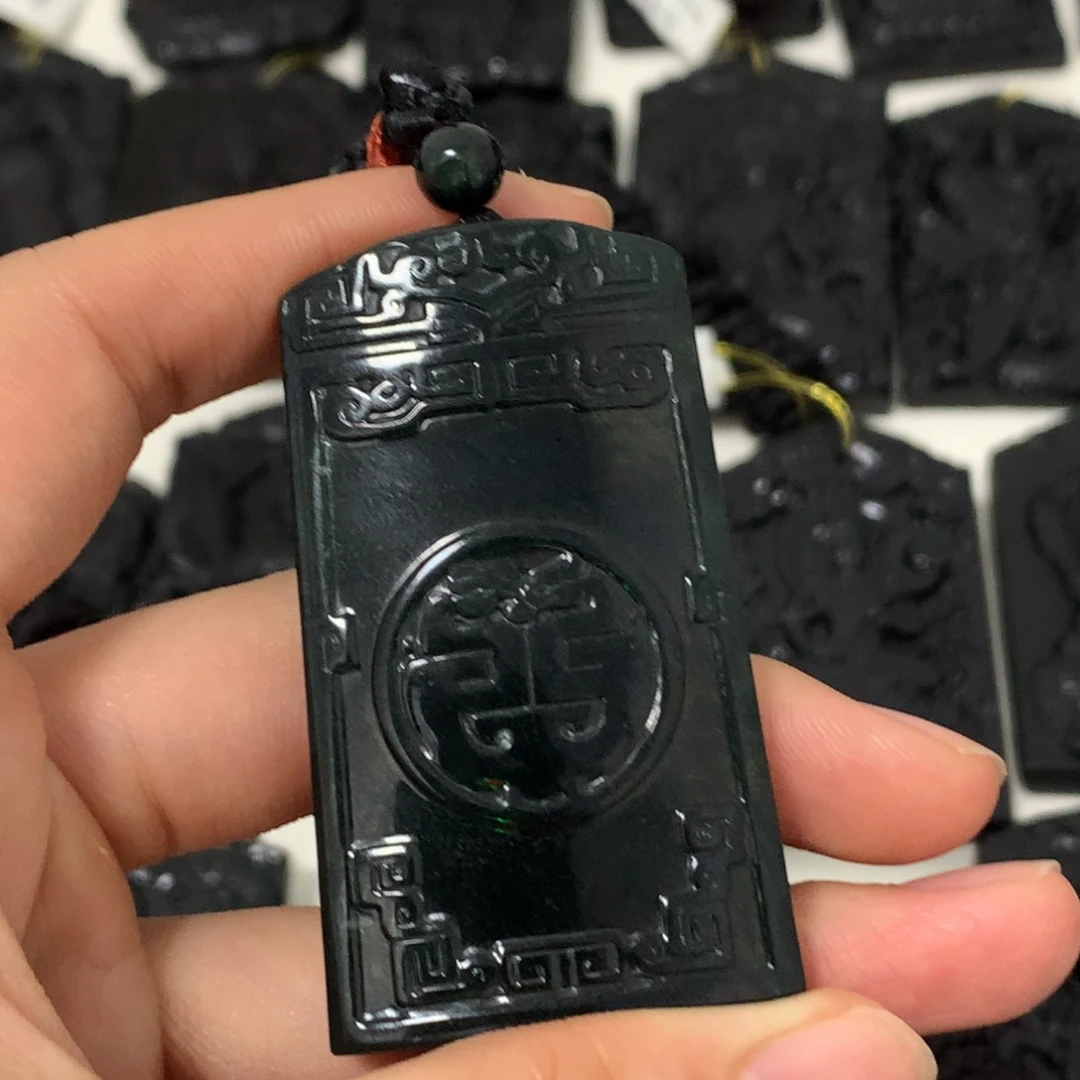 翡翠未镶嵌颈饰天然缅甸a货钢琴黑挂件