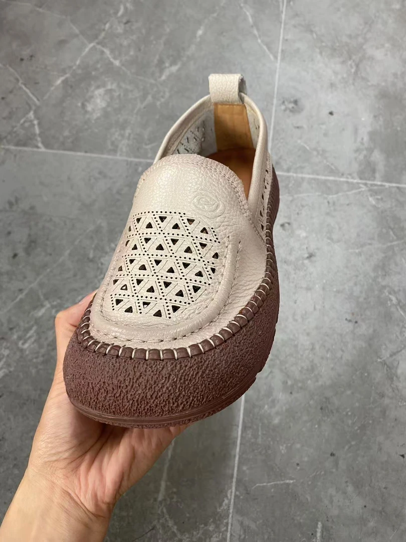 5109-1米白豆沙黄色女款夏季鞋子