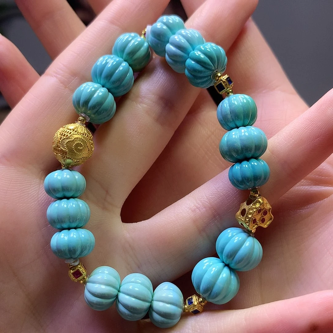 绿松石18K金镶嵌手串