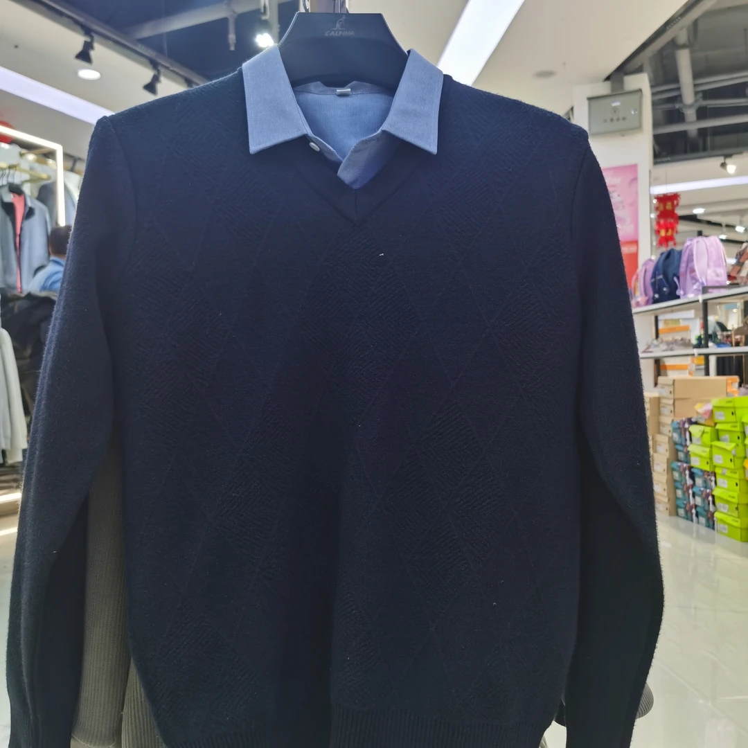 长袖针织毛衣针织衫男款男士绒衫衫商务时尚打底黑色