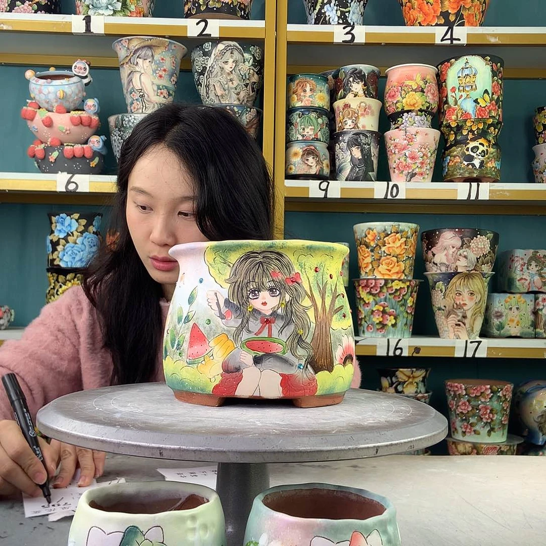 陶景德镇手工花盆795