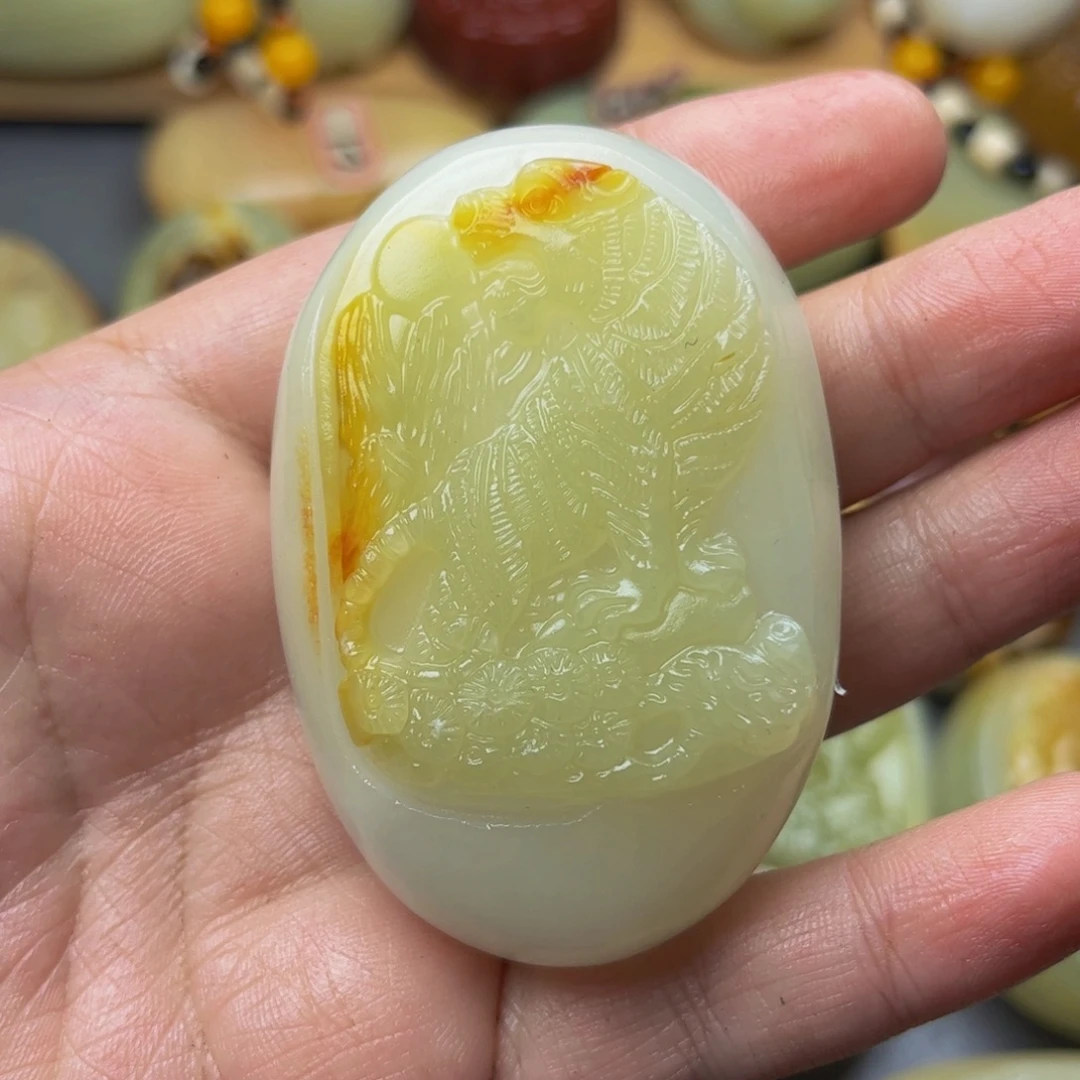 石材方解石手把件虎