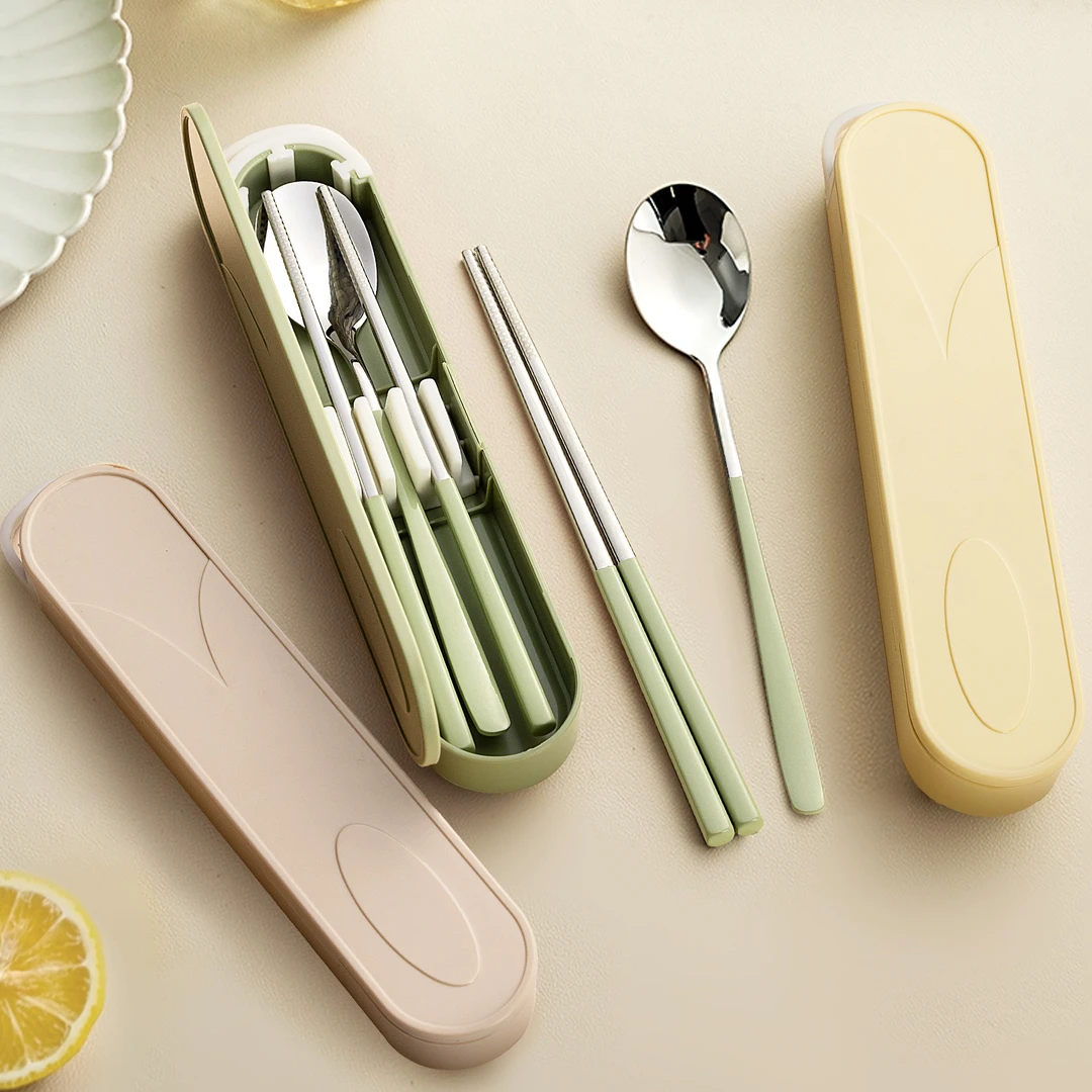 维艾筷子勺子套装便携餐具盒一人用学生专用儿童收纳三件套上班