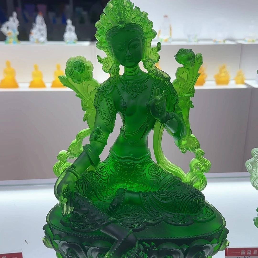 汐***钰琉璃手工艺品深色绿度母