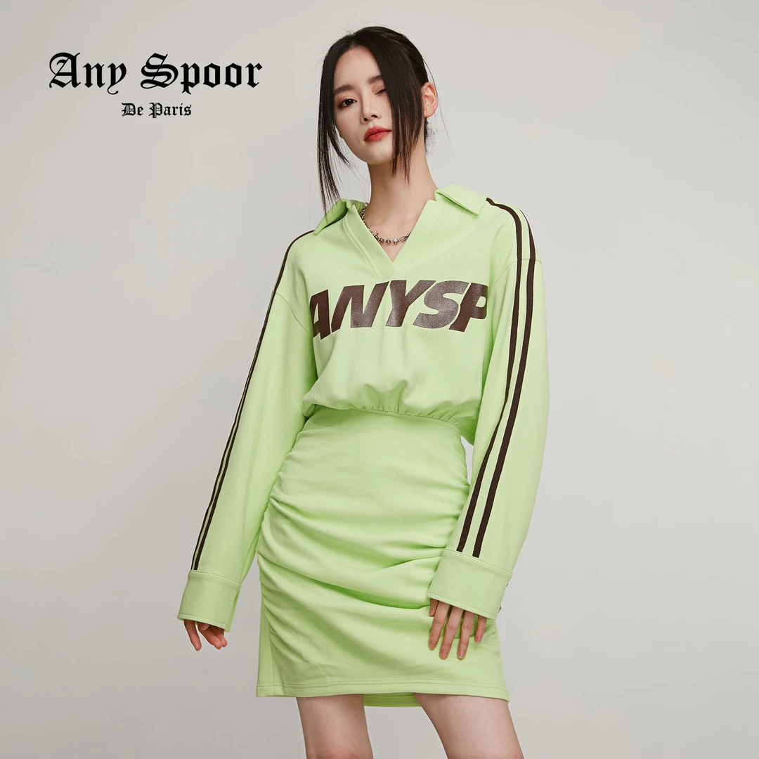 【ANY SPOOR】设计师春秋设计感休闲气质时尚长袖连衣裙84A160