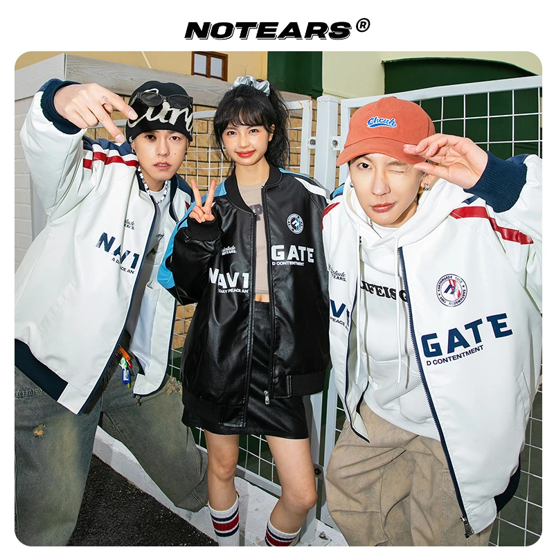 NOTEARS/没有眼泪 2025早秋美式潮流皮衣夹克外套情侣上衣6651