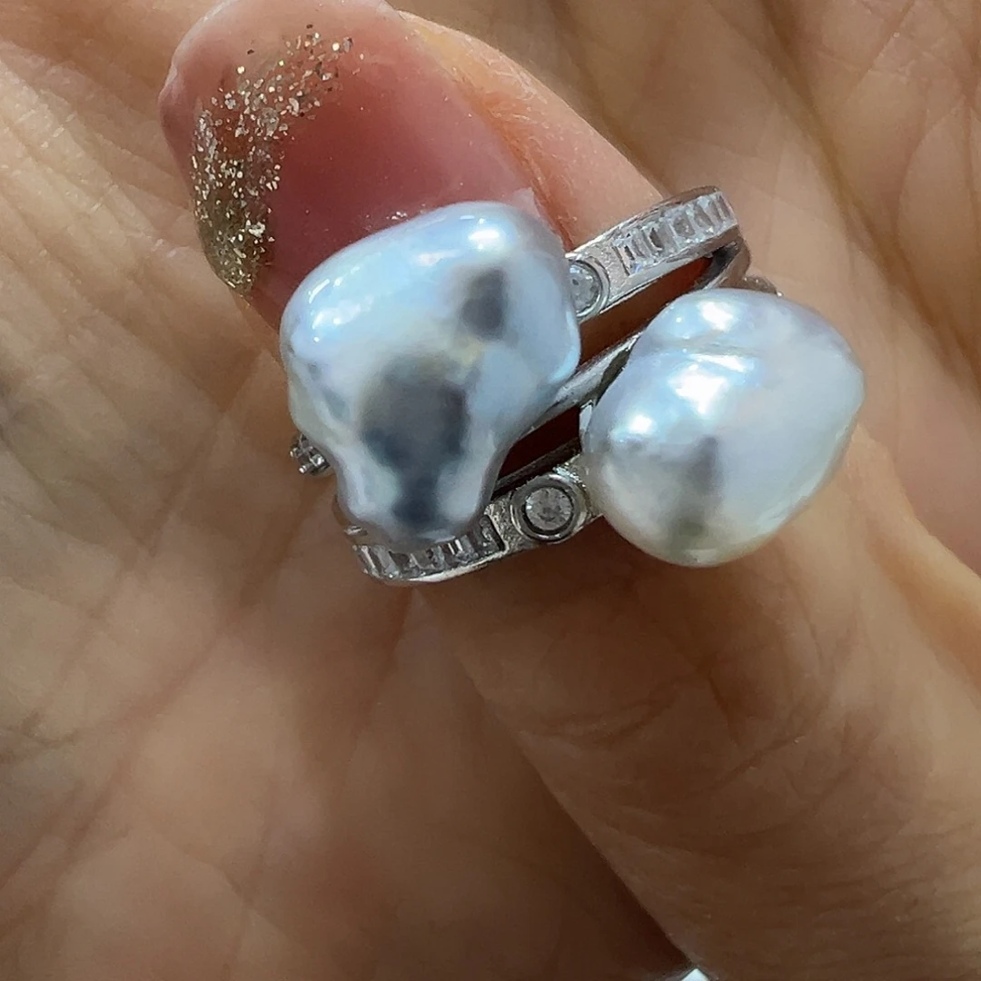 海水珍珠戒指银S925镶嵌