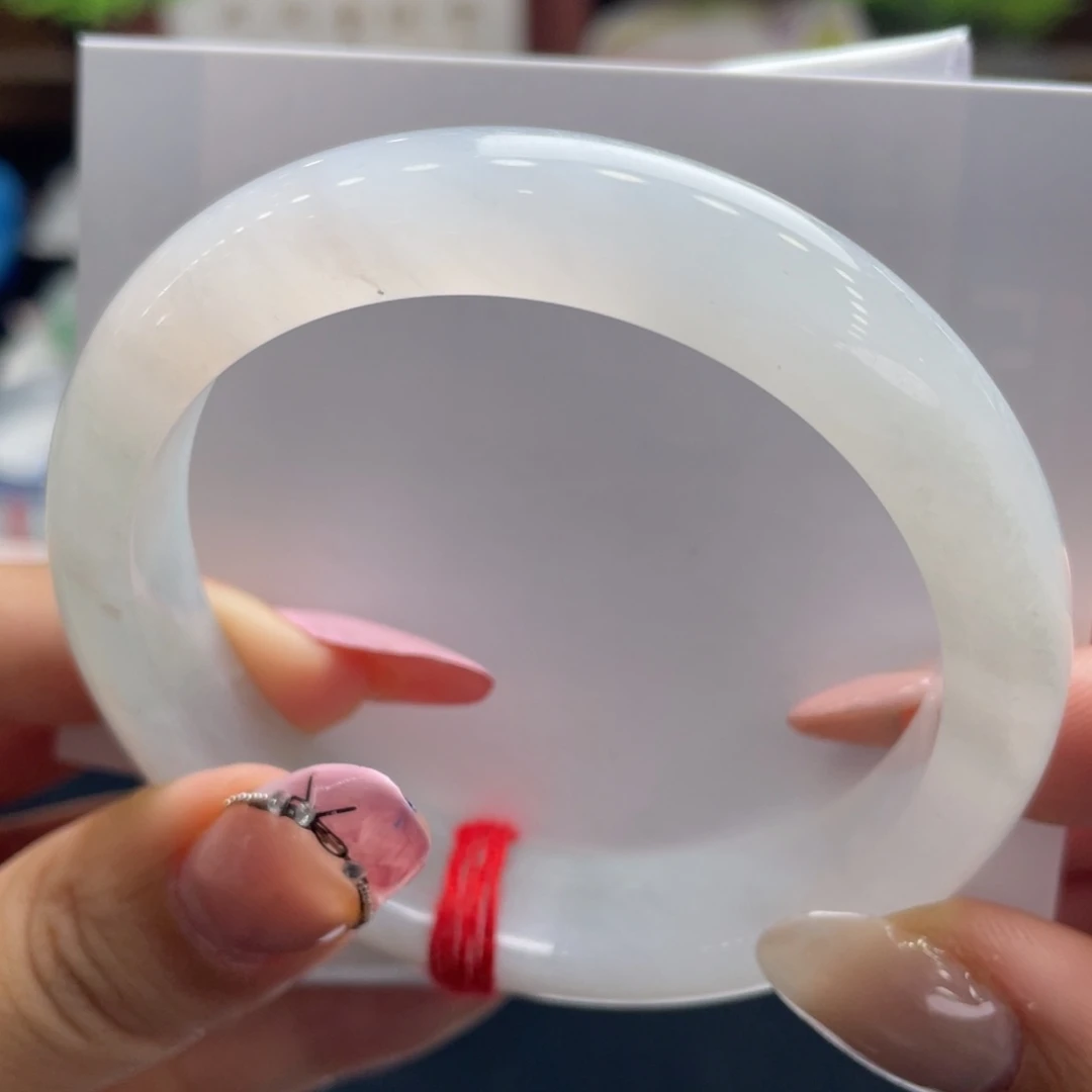 翡翠未镶嵌手镯03号 56正圈白月光