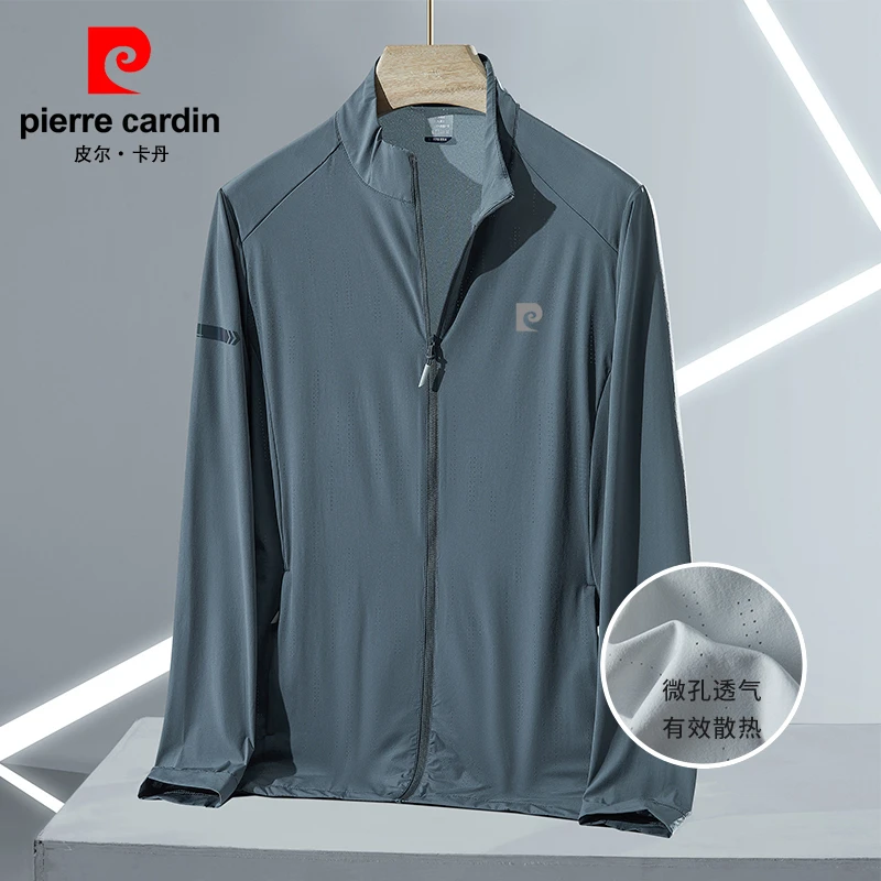 皮尔卡丹冰丝防晒衣男士户外运动防紫外线轻薄外套透气钓鱼防晒服