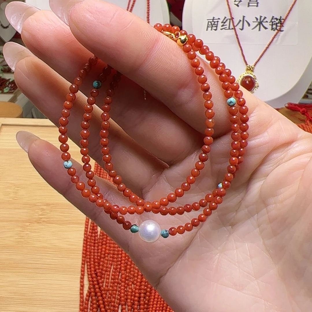 南红玛瑙银S925镶嵌小米DIY款小米链DIY款