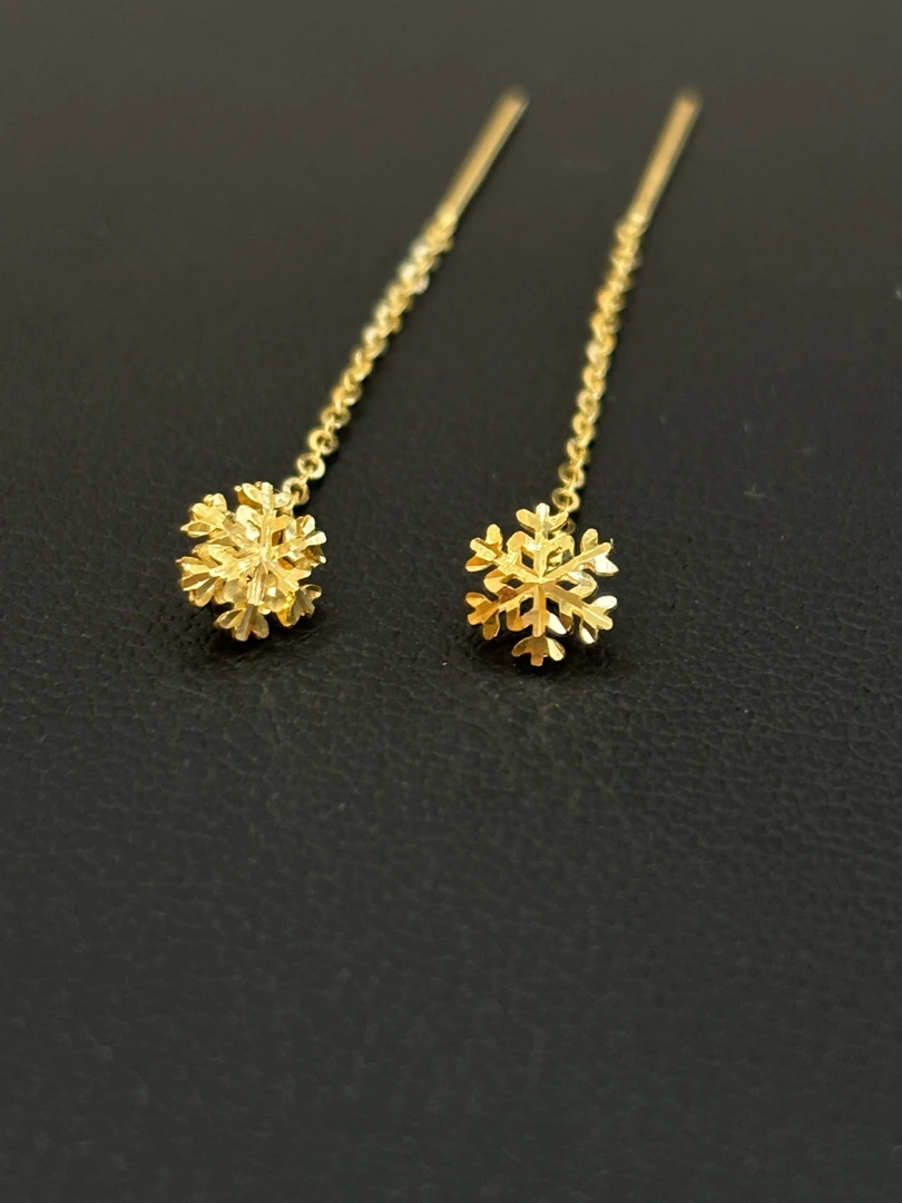18k金 Au750 豆豆 耳线 时尚 雪花 a57