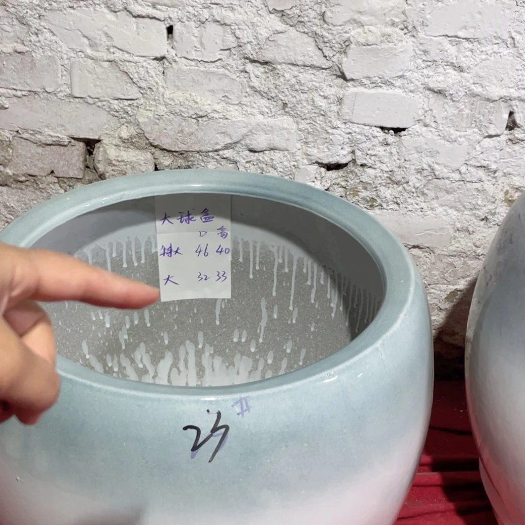 陶瓷瑕疵捡漏大号蓝口大球盆