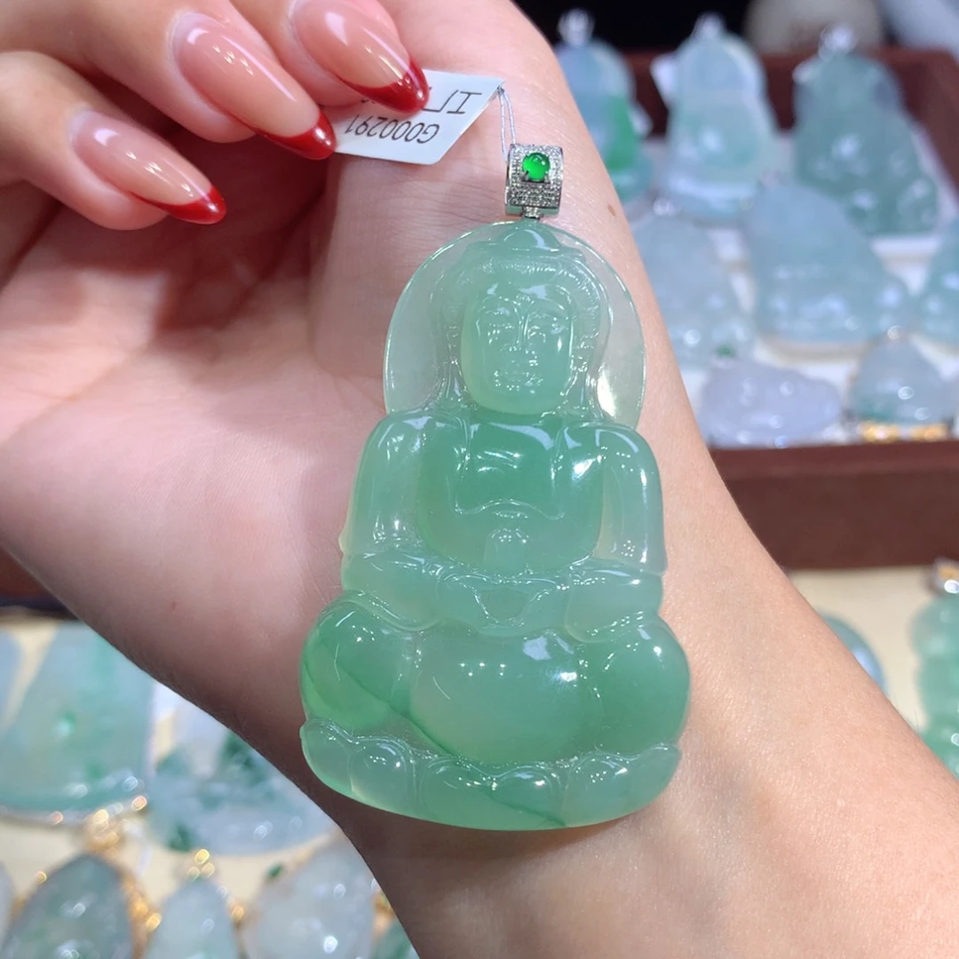 吊坠(不含链)18K金镶嵌翡翠