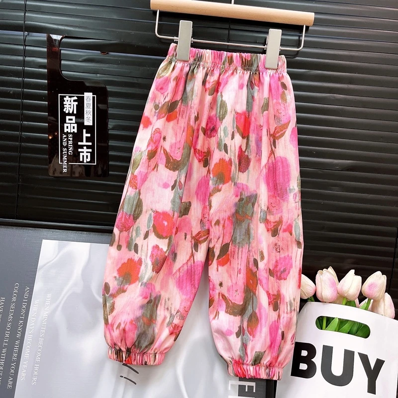 夏季儿童防蚊裤2025新款印花女童薄款休闲灯笼裤夏款防蚊束脚裤