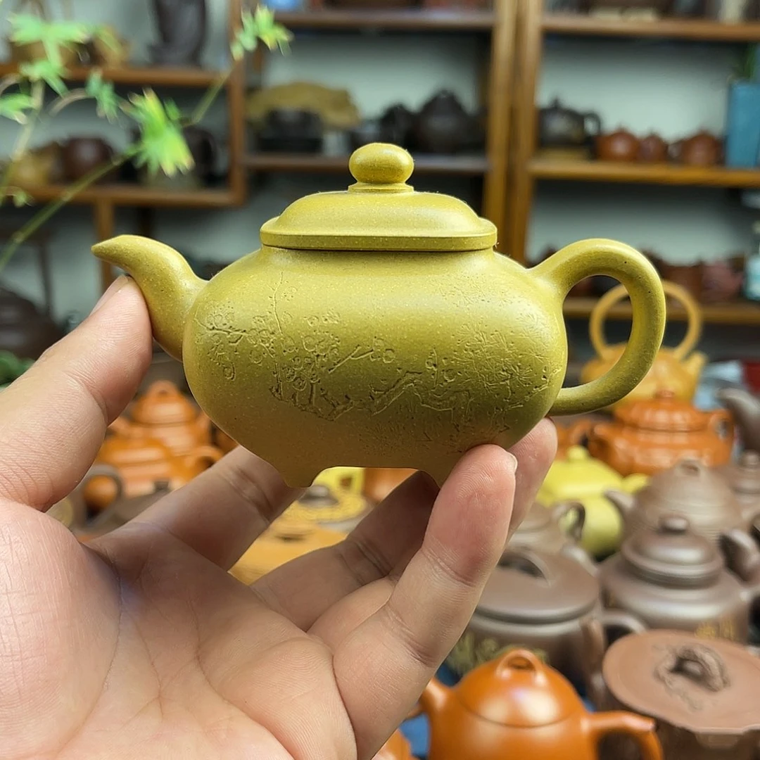 紫砂壶全手工四方传炉200cc原矿黄金段泥料