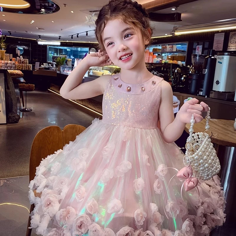 女童公主裙女孩网纱背心连衣裙夏装2025新款儿童高级感生日礼服裙