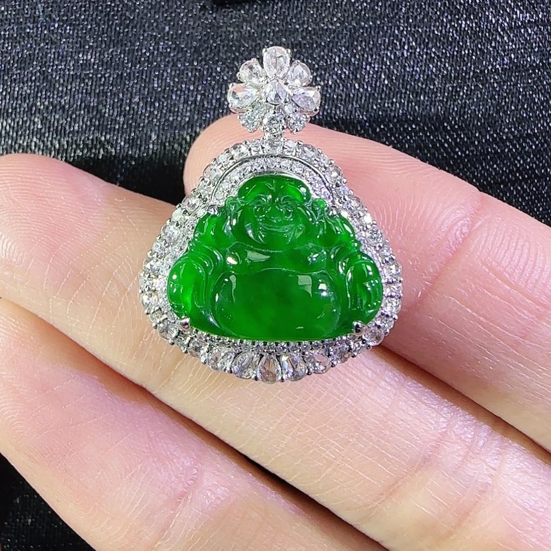 翡翠18K金镶嵌吊坠(不含链)