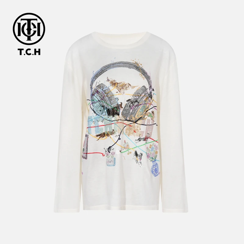 TCH私服烫钻工艺新时尚淑女百搭新潮流针织衫T75C09E1088轻奢tch