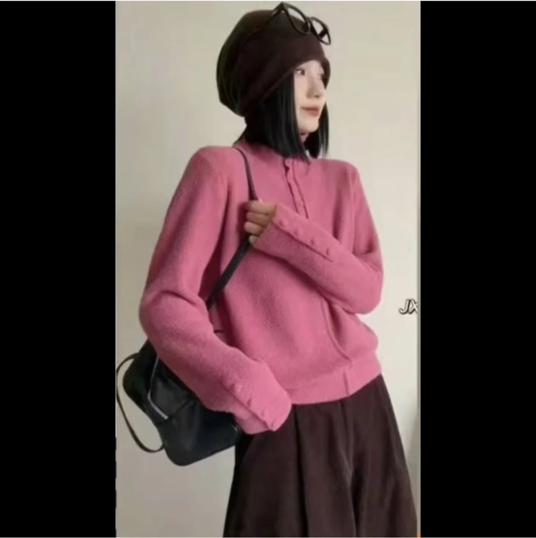 【自由秀】（衣长56厘米）加绒半开领针织衫65151