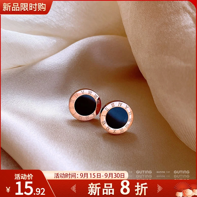 钛钢耳饰 12787钛钢耳钉轻奢时尚圆形耳环经典高级感耳饰小巧首饰
