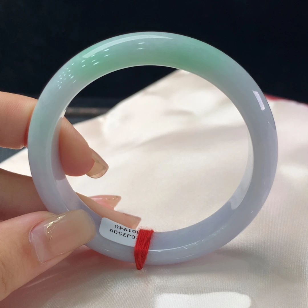 翡翠未镶嵌手镯缅甸A货翡翠 阳绿春彩53 54