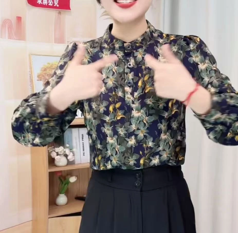衬衫女长袖春季新款时尚碎花小衫宽松显瘦上衣