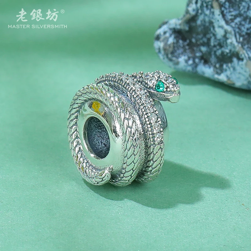 老银坊 吊坠925银 灵蛇缠绕路路通吊坠 0089661