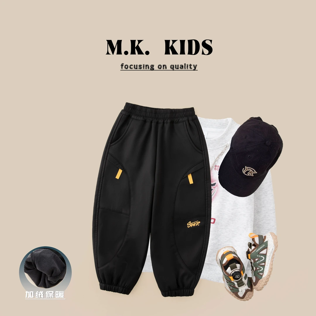 儿童加绒裤2025新款男童冬款潮流休闲工装裤DF7461华子童装