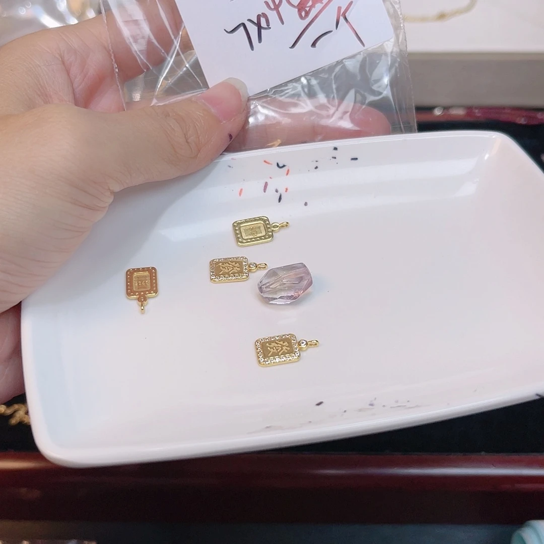 水晶珠宝半成品银S925镀金镶嵌189