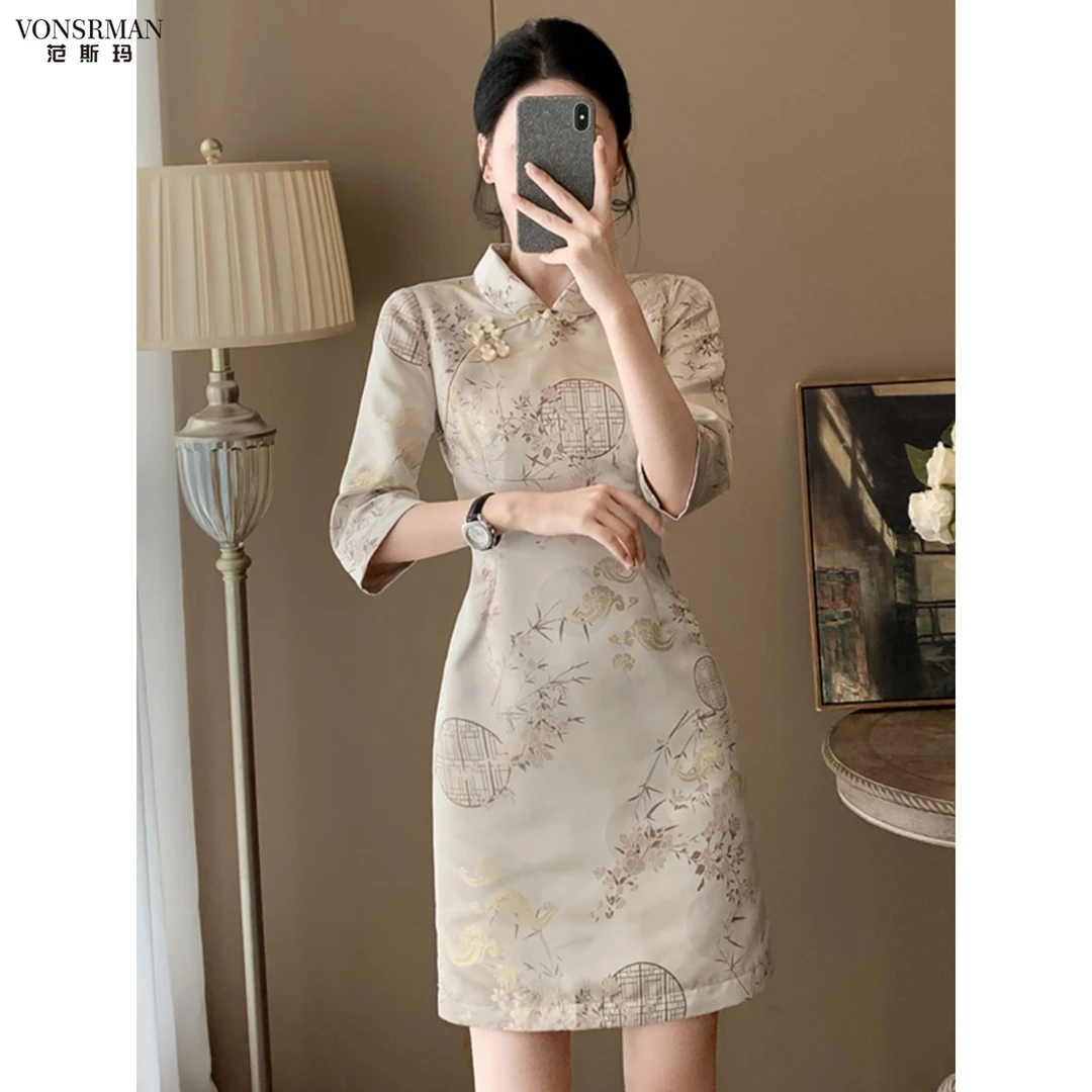 新中国风民族风格女装2025秋季新时尚修身Look改进旗袍优雅短裙女