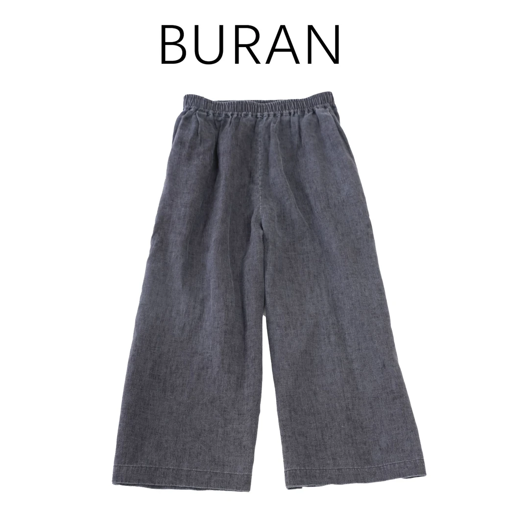 BRCP/布然初品【抖抖裤】春款亚麻炒色裙裤松紧腰复古文艺宽松S2506