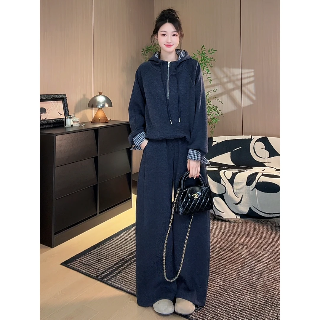 【mus订制】秋冬新款加绒加厚连帽卫衣外套两件套装258870