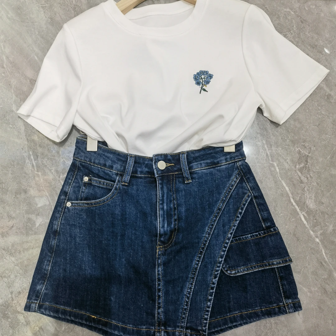 裙裤夏季潮流薄款牛仔成人修身纯色高腰A字女士短裤