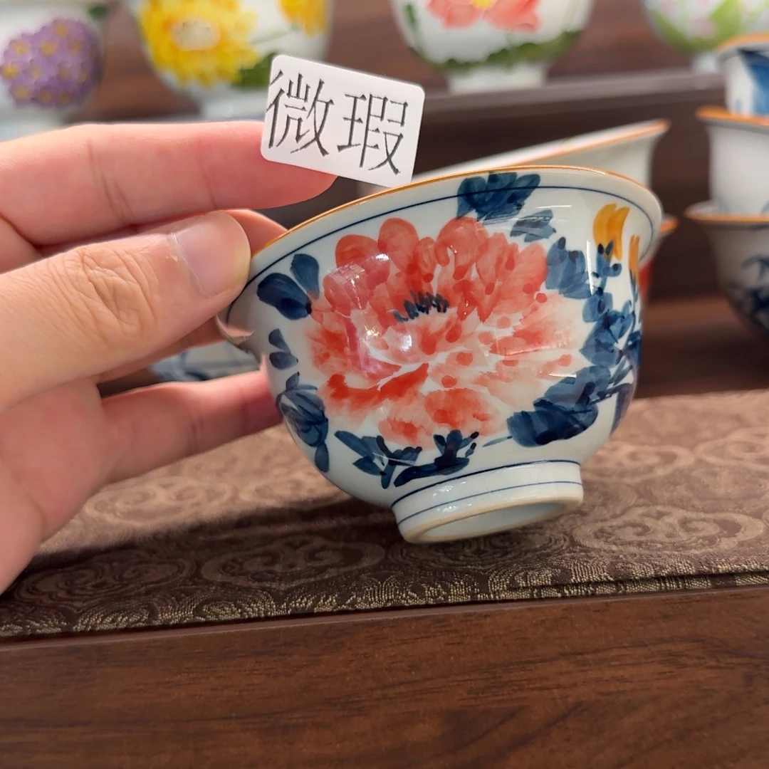釉下手绘茶具微瑕