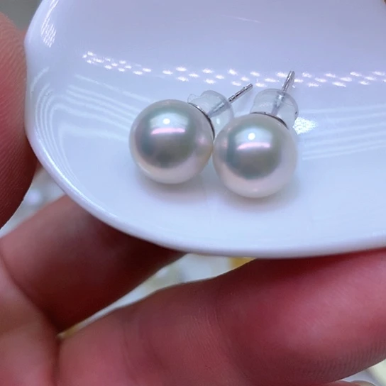 银S925镶嵌淡水珍珠耳饰