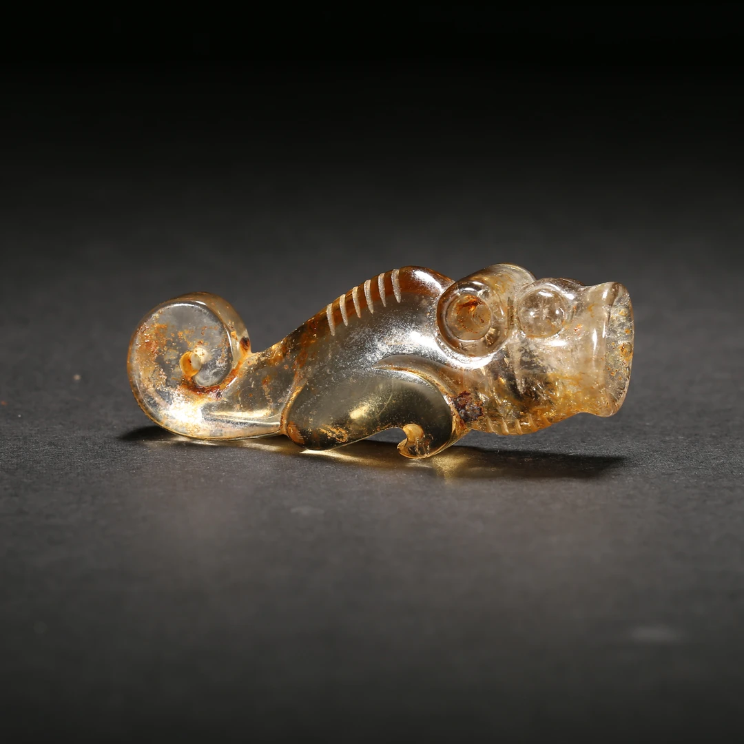 明代*水晶虎形吊坠/02QY01350/水晶【北京文博】