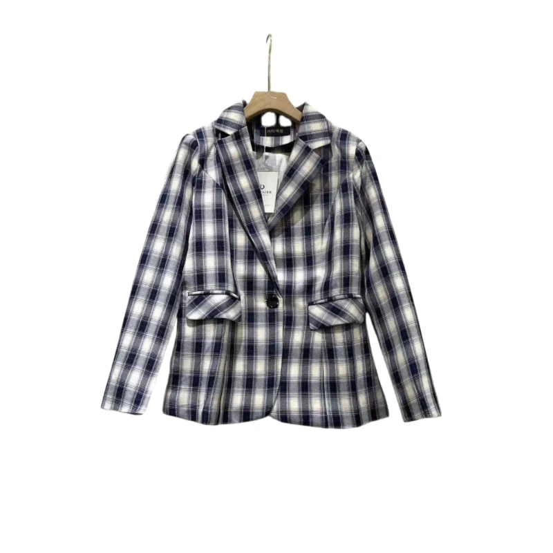 新品格子西装外套8015