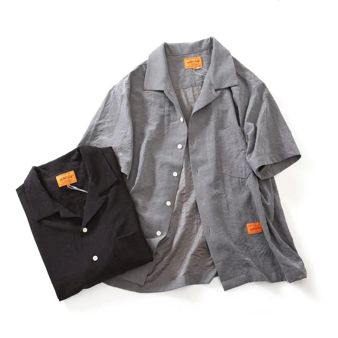 美式潮流古巴领男士夏季宽松阔版休闲半袖衬衫短袖-AE5362C