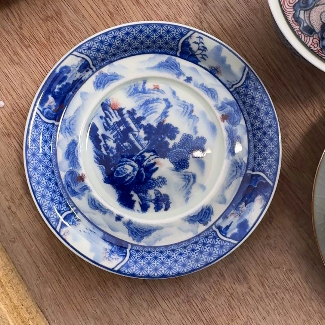 富春山居图马蹄盖碗