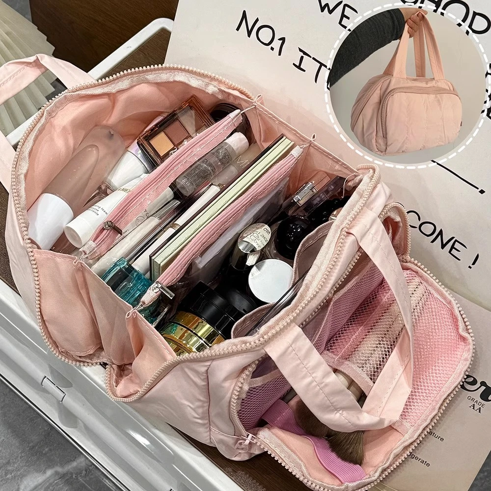 化妆包大容量便携式化妆品收纳包旅行洗漱包防泼水大开口包包多层