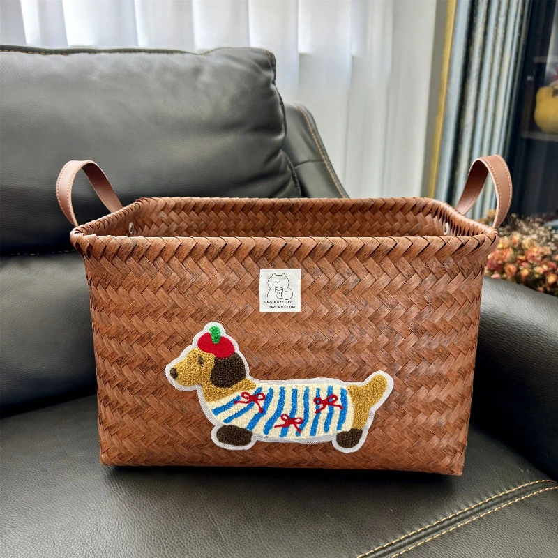 同款美式腊肠狗脏衣篓篮子家用仿藤编PU收纳筐网红款浴室宿舍用