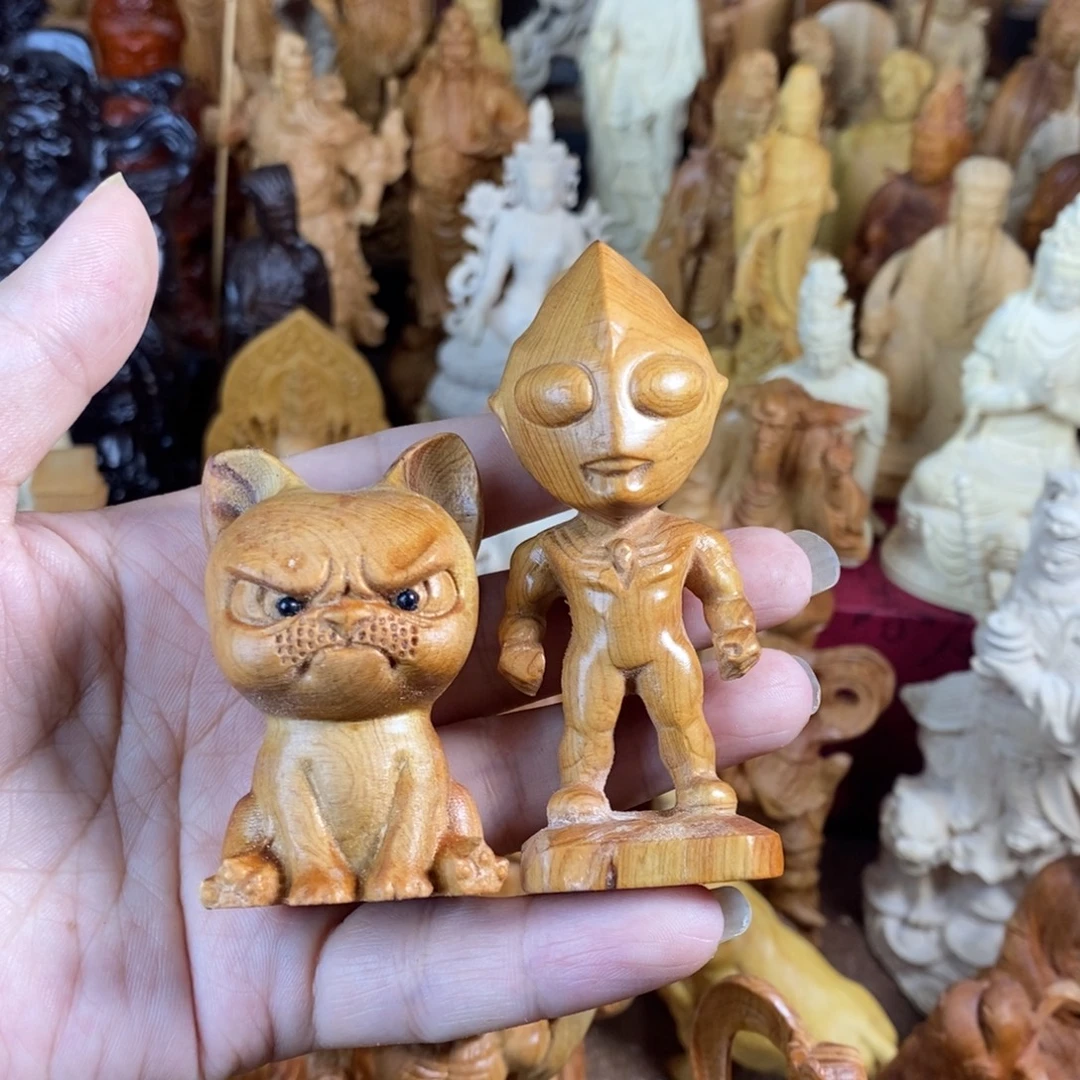 木木纹崖柏奥特曼卡通一对