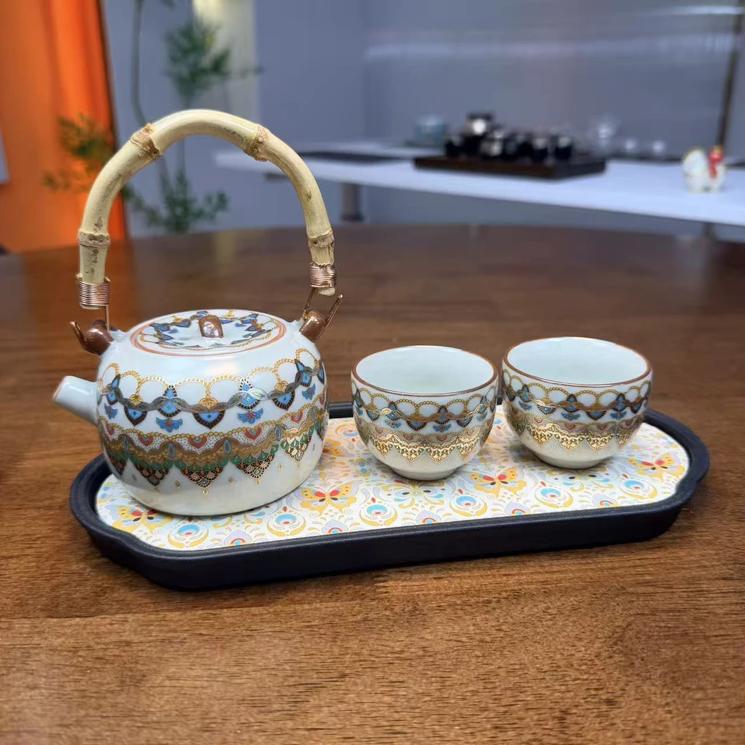 金银错提梁壶+金银错2客杯+茶盘@ZHZ912